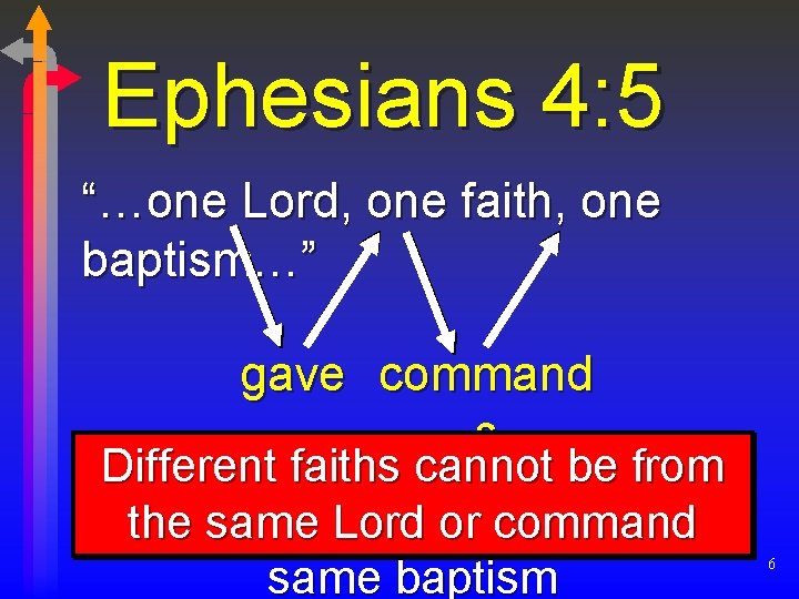 Ephesians 4: 5 “…one Lord, one faith, one baptism…” gave command s Different faiths