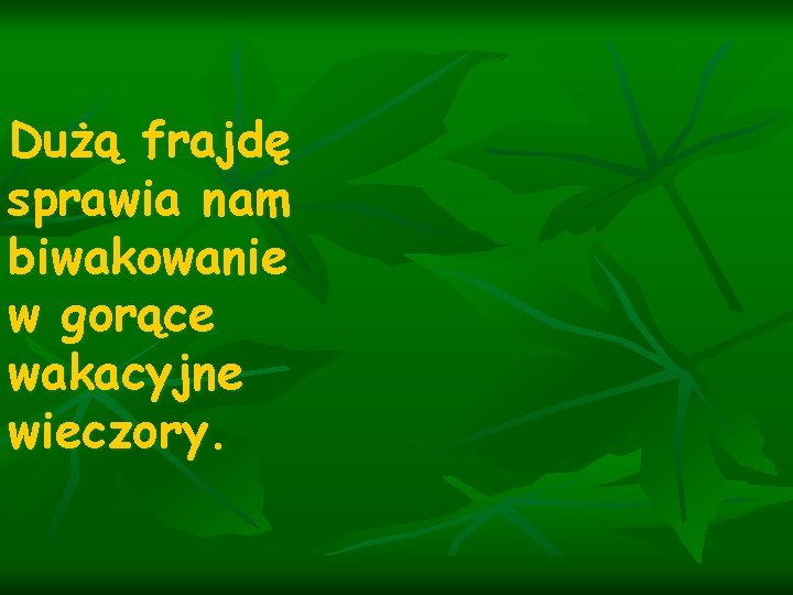 Dużą frajdę sprawia nam biwakowanie w gorące wakacyjne wieczory. 