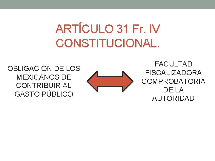 ARTÍCULO 31 Fr. IV CONSTITUCIONAL. OBLIGACIÓN DE LOS MEXICANOS DE CONTRIBUIR AL GASTO PÚBLICO