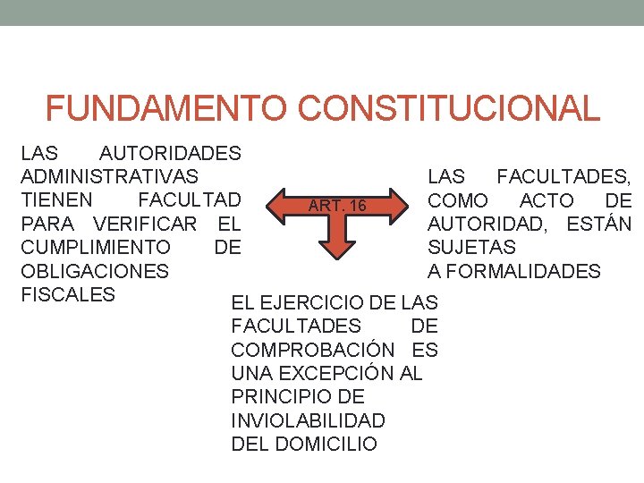 FUNDAMENTO CONSTITUCIONAL LAS AUTORIDADES ADMINISTRATIVAS LAS FACULTADES, TIENEN FACULTAD COMO ACTO DE ART. 16