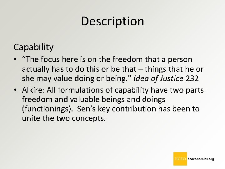 Description Capability • “The focus here is on the freedom that a person actually