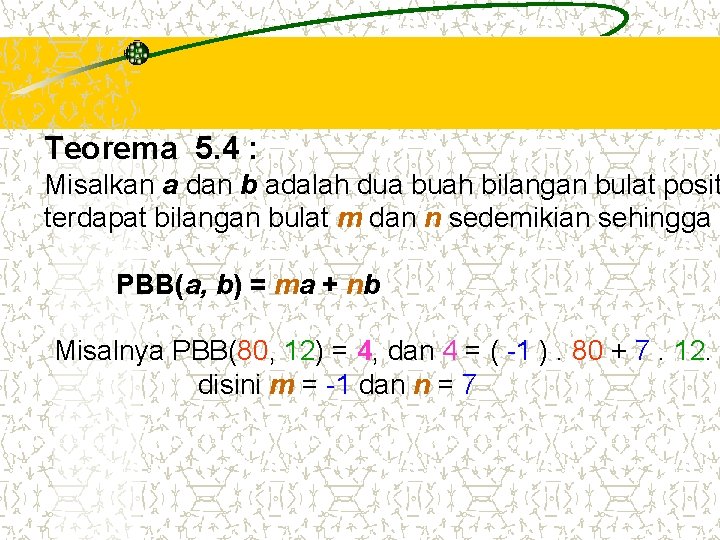 Teorema 5. 4 : Misalkan a dan b adalah dua buah bilangan bulat posit
