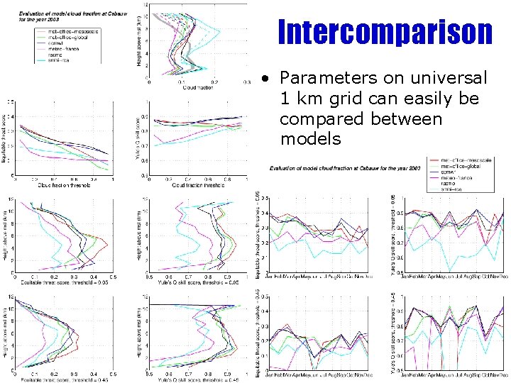 Intercomparison • Parameters on universal 1 km grid can easily be compared between models