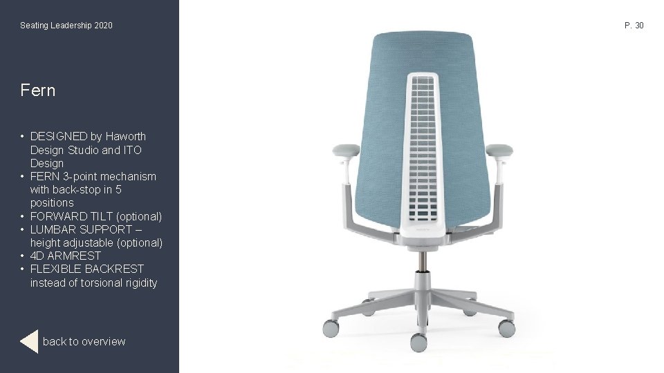 Seating Leadership 2020 Fern • DESIGNED by Haworth Design Studio and ITO Design •