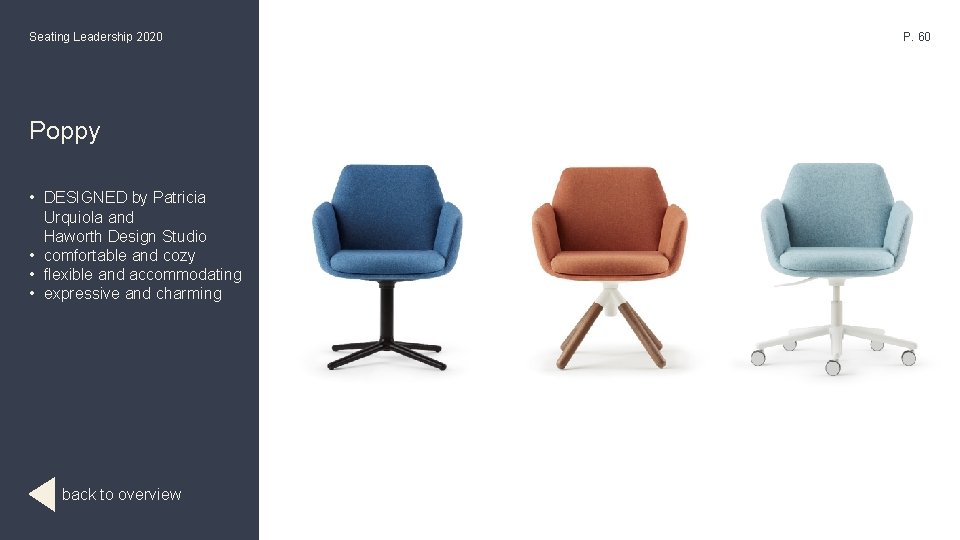 Seating Leadership 2020 Poppy • DESIGNED by Patricia Urquiola and Haworth Design Studio •