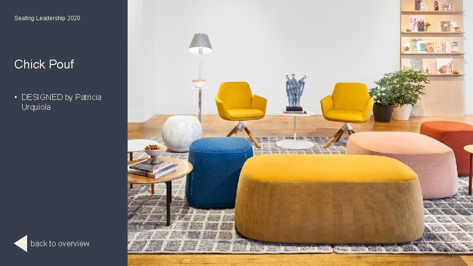 Seating Leadership 2020 Chick Pouf • DESIGNED by Patricia Urquiola back to overview P.