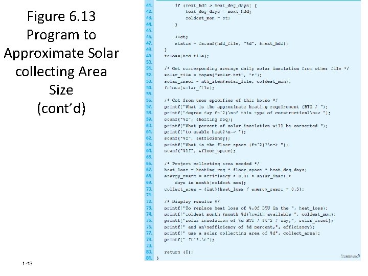 Figure 6. 13 Program to Approximate Solar collecting Area Size (cont’d) 1 -43 