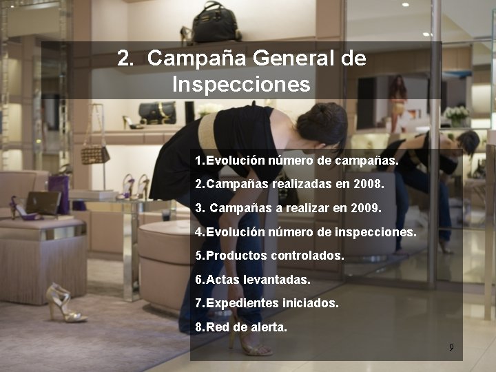 2. Campaña General de Inspecciones 1. Evolución número de campañas. 2. Campañas realizadas en
