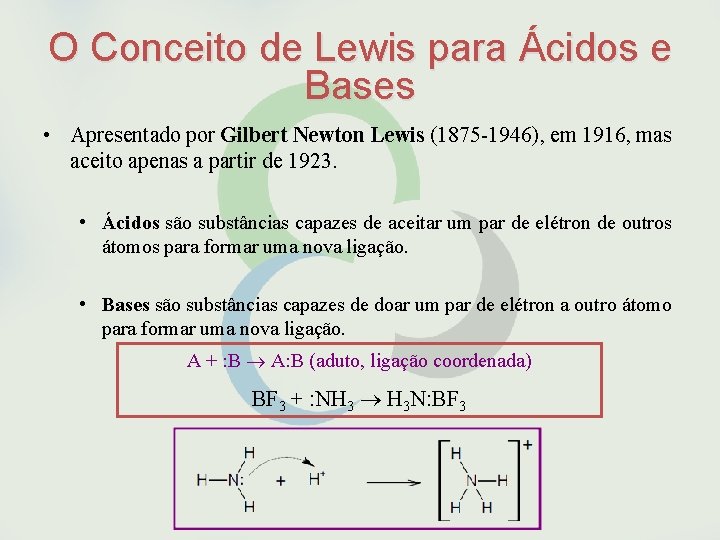 O Conceito de Lewis para Ácidos e Bases • Apresentado por Gilbert Newton Lewis