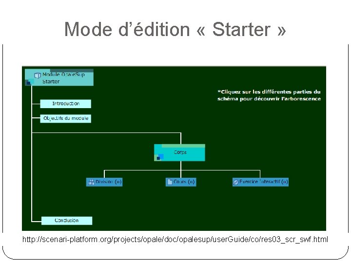 Mode d’édition « Starter » http: //scenari-platform. org/projects/opale/doc/opalesup/user. Guide/co/res 03_scr_swf. html 