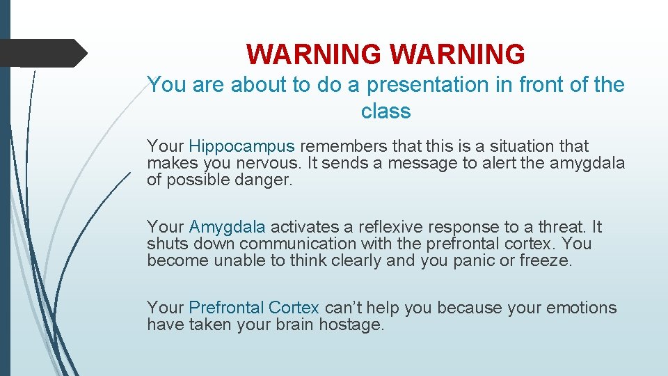 WARNING You are about to do a presentation in front of the class Your