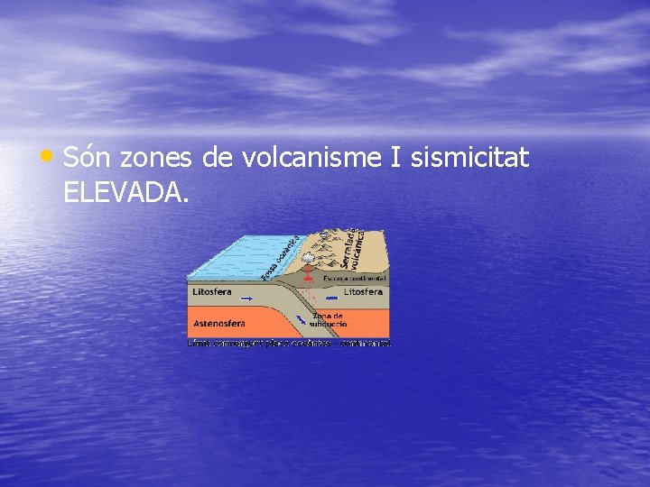  • Són zones de volcanisme I sismicitat ELEVADA. 