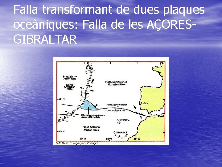 Falla transformant de dues plaques oceàniques: Falla de les AÇORESGIBRALTAR 
