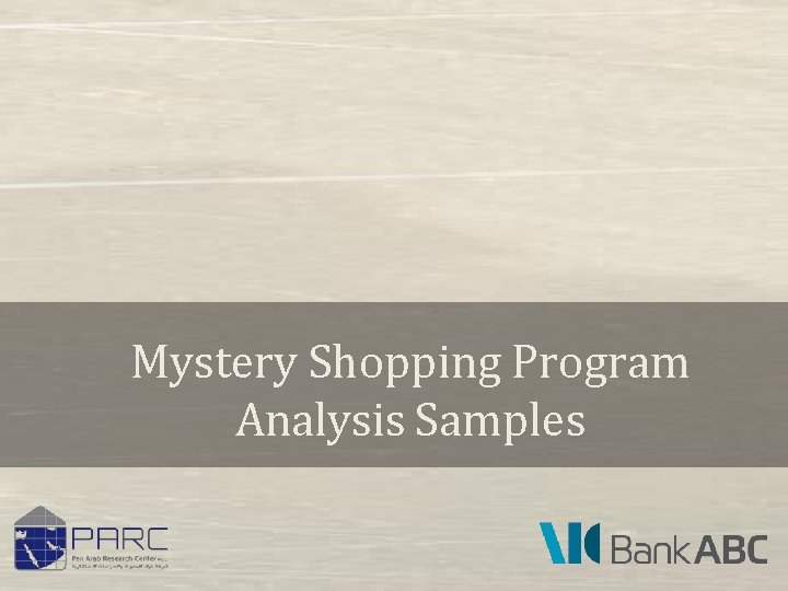 Mystery Shopping Program Analysis Samples 