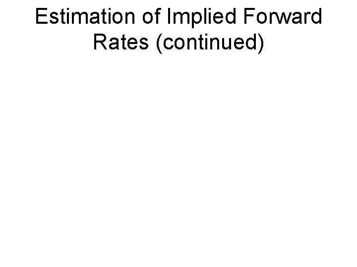 Estimation of Implied Forward Rates (continued) 