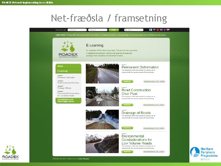 ROADEX Network Implementing Accessibility Net-fræðsla / framsetning 
