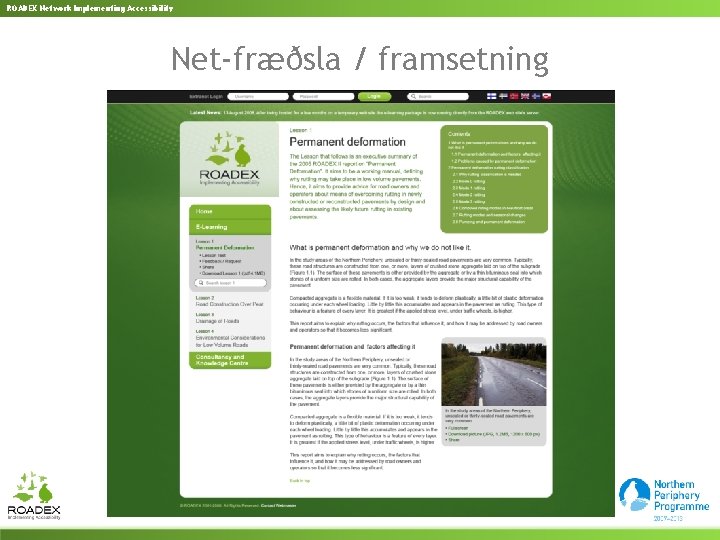 ROADEX Network Implementing Accessibility Net-fræðsla / framsetning 