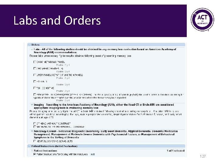 Labs and Orders 127 Labs and Orders 127