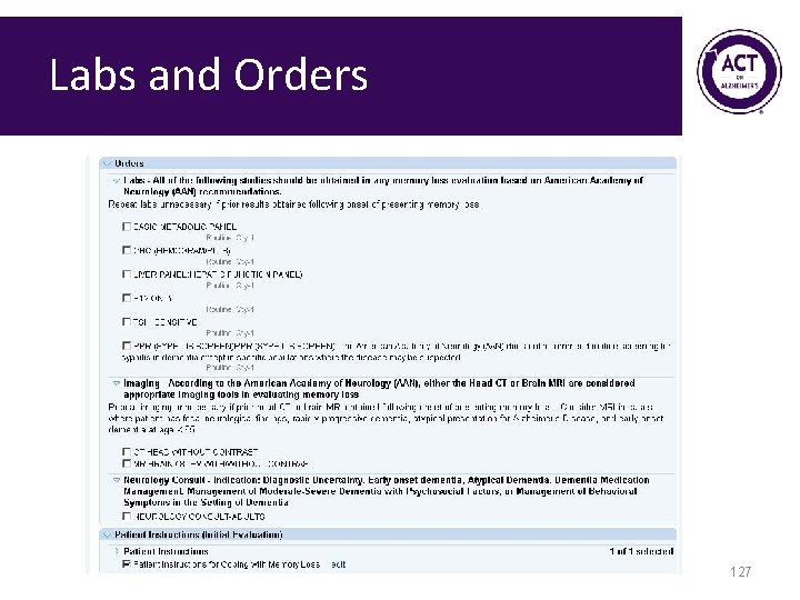 Labs and Orders 127 