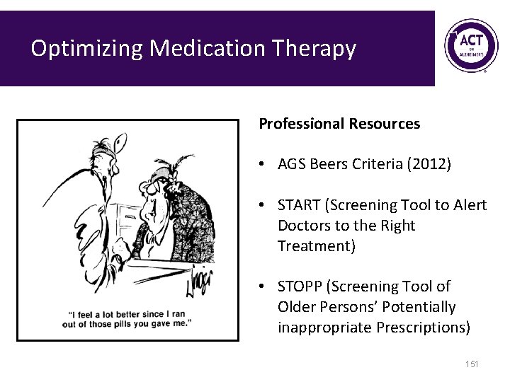 Optimizing Medication Therapy Professional Resources • AGS Beers Criteria (2012) • START (Screening Tool