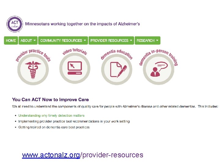 www. actonalz. org/provider-resources 