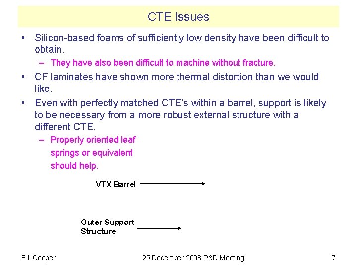 CTE Issues • Silicon-based foams of sufficiently low density have been difficult to obtain.