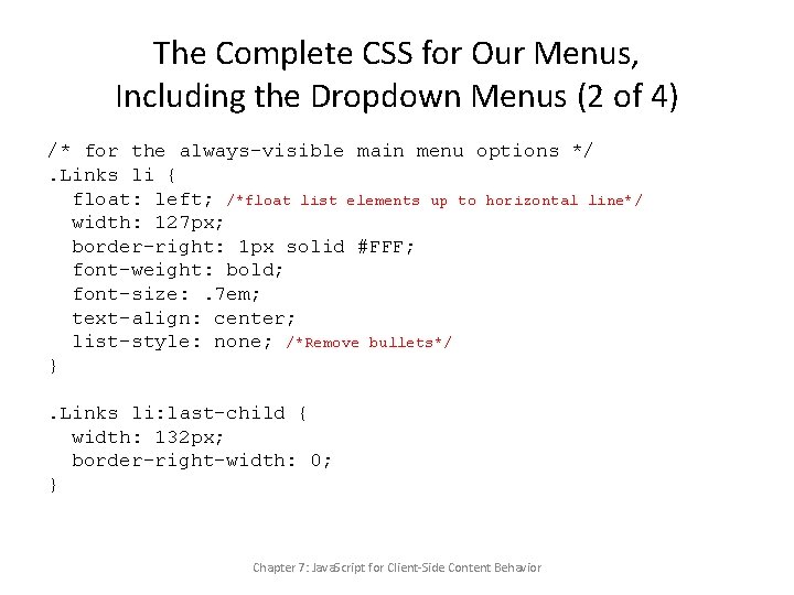 The Complete CSS for Our Menus, Including the Dropdown Menus (2 of 4) /*