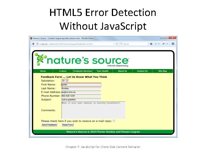 HTML 5 Error Detection Without Java. Script Chapter 7: Java. Script for Client-Side Content
