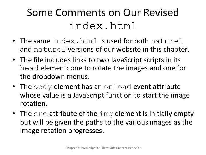 Some Comments on Our Revised index. html • The same index. html is used