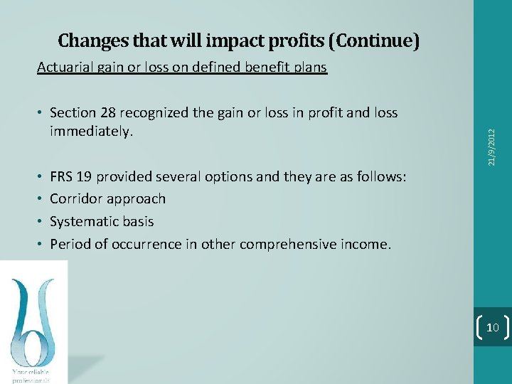Changes that will impact profits (Continue) • Section 28 recognized the gain or loss