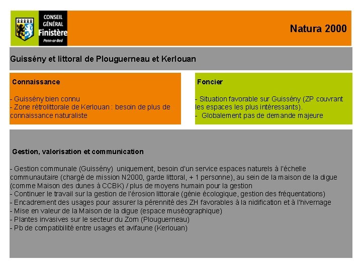 Natura 2000 Guissény et littoral de Plouguerneau et Kerlouan Connaissance Foncier - Guissény bien