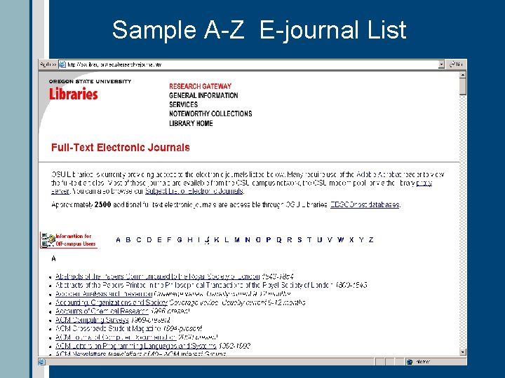 Sample A-Z E-journal List 