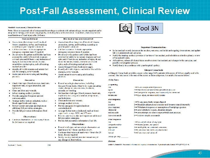 Post-Fall Assessment, Clinical Review Tool 3 N 45 