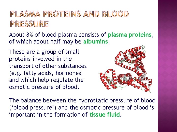 About 8% of blood plasma consists of plasma proteins, of which about half may