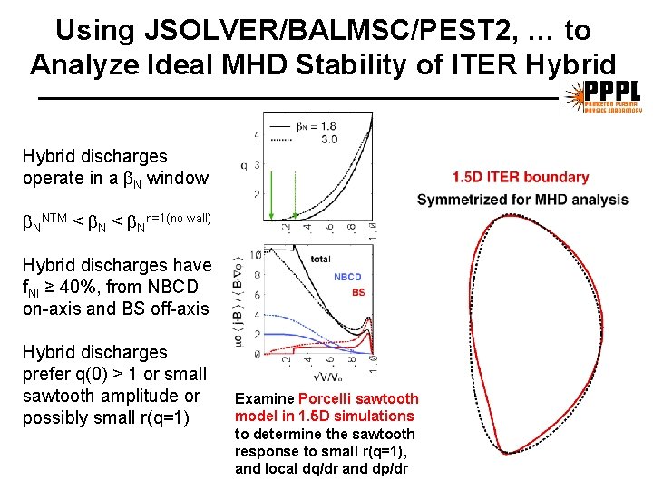 Using JSOLVER/BALMSC/PEST 2, … to Analyze Ideal MHD Stability of ITER Hybrid discharges operate