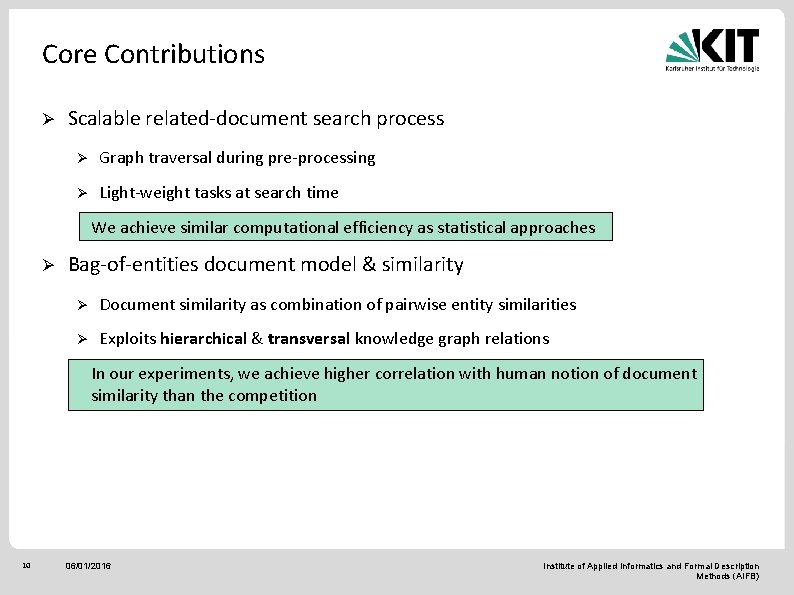 Core Contributions Ø Scalable related-document search process Ø Graph traversal during pre-processing Ø Light-weight