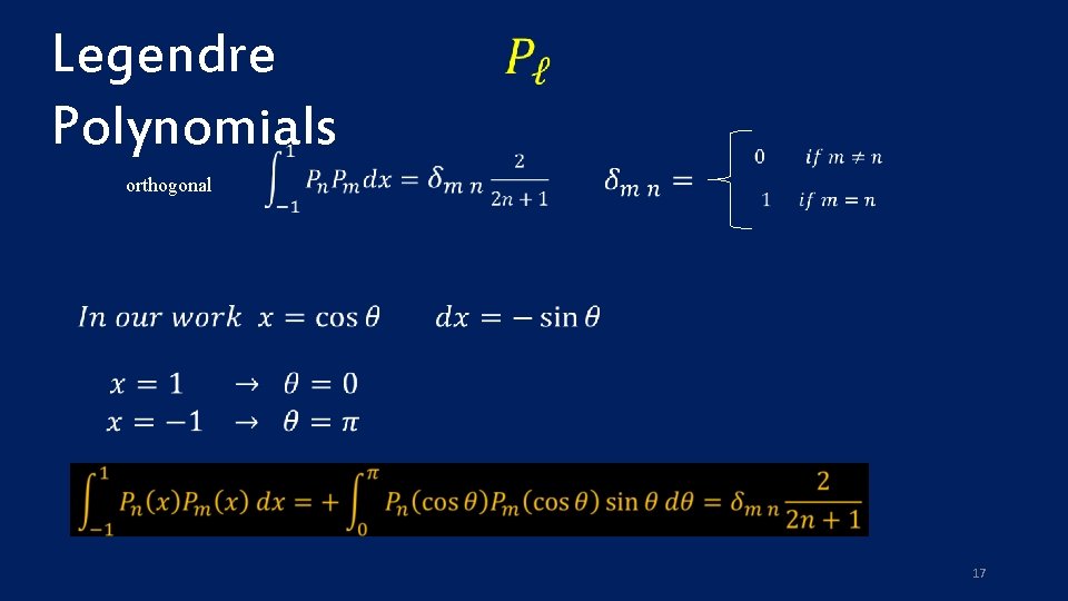 Legendre Polynomials orthogonal 17 