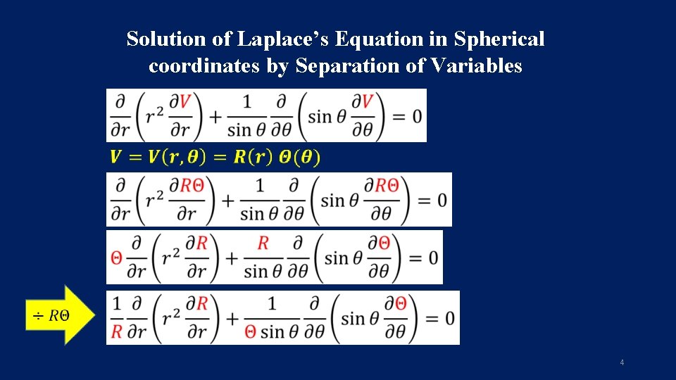 Solution of Laplace’s Equation in Spherical coordinates by Separation of Variables 4 