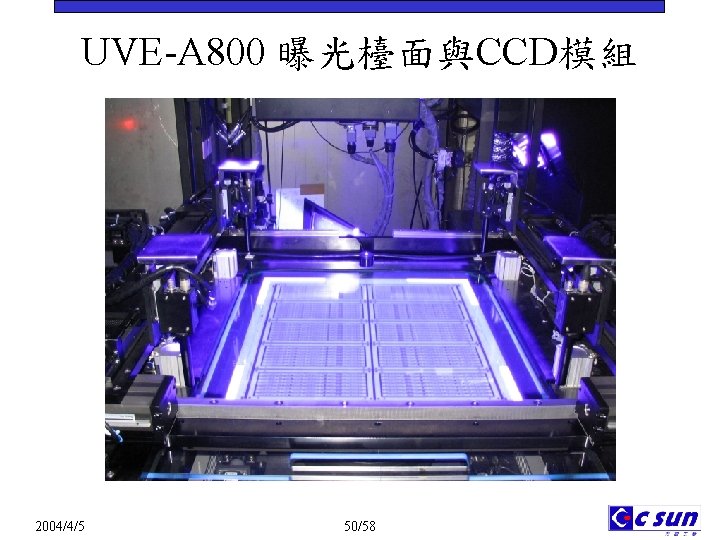 UVE-A 800 曝光檯面與CCD模組 2004/4/5 50/58 