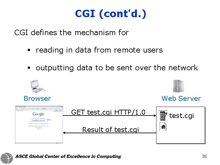 CGI (cont'd. ) CGI defines the mechanism for § reading in data from remote
