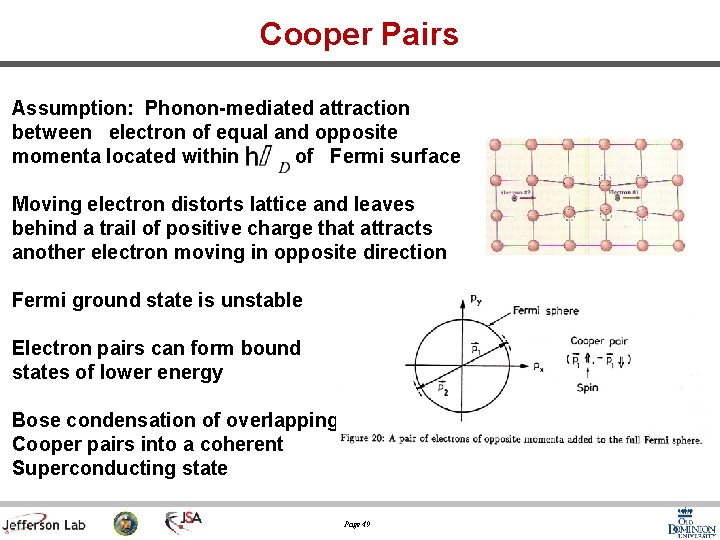 Cooper Pairs Assumption: Phonon-mediated attraction between electron of equal and opposite momenta located within