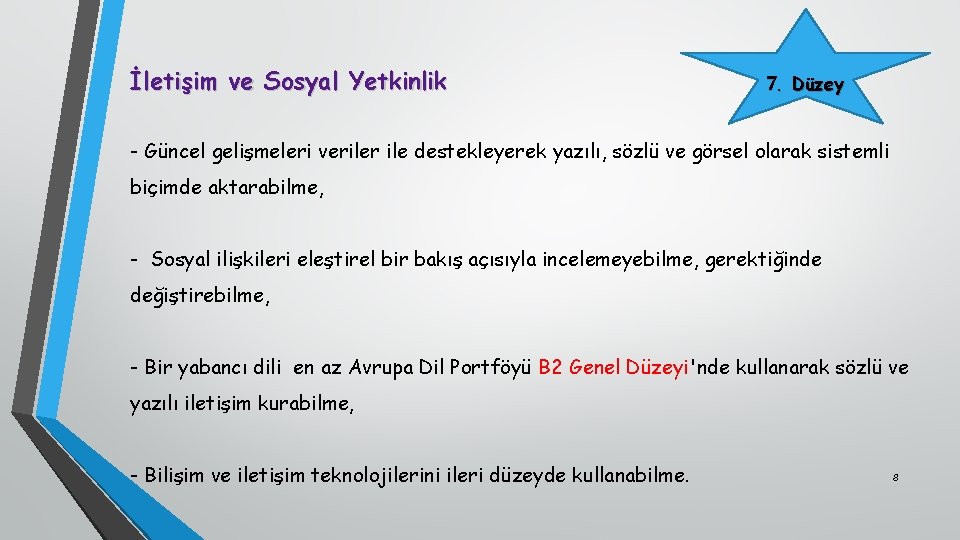 İletişim ve Sosyal Yetkinlik 7. Düzey - Güncel gelişmeleri veriler ile destekleyerek yazılı, sözlü