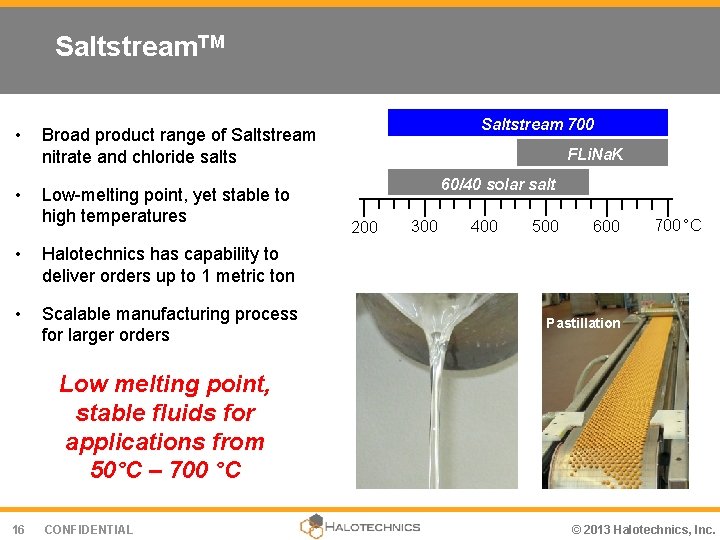 Saltstream. TM • • Saltstream 700 Broad product range of Saltstream nitrate and chloride
