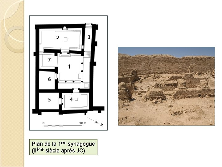 Plan de la 1ère synagogue (IIème siècle après JC) 