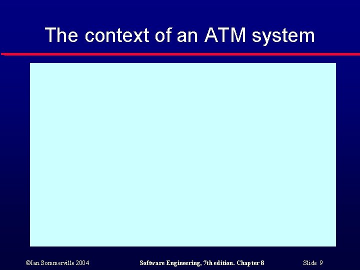 The context of an ATM system ©Ian Sommerville 2004 Software Engineering, 7 th edition.