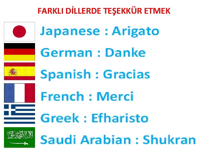 FARKLI DİLLERDE TEŞEKKÜR ETMEK 