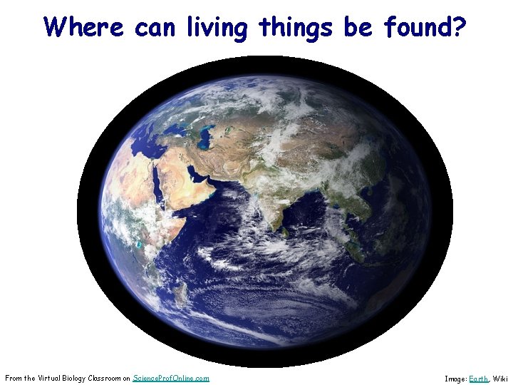 Where can living things be found? From the Virtual Biology Classroom on Science. Prof.