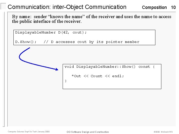 Communication: inter-Object Communication Composition 10 By name: sender “knows the name” of the receiver Communication: inter-Object Communication Composition 10 By name: sender “knows the name” of the receiver