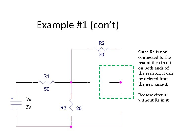 Example #1 (con’t) Since R 2 is not connected to the rest of the