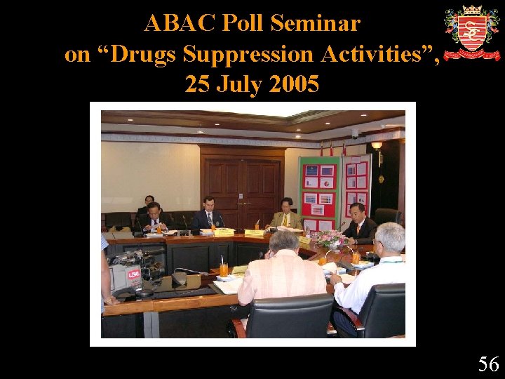 ABAC Poll Seminar on “Drugs Suppression Activities”, 25 July 2005 56 